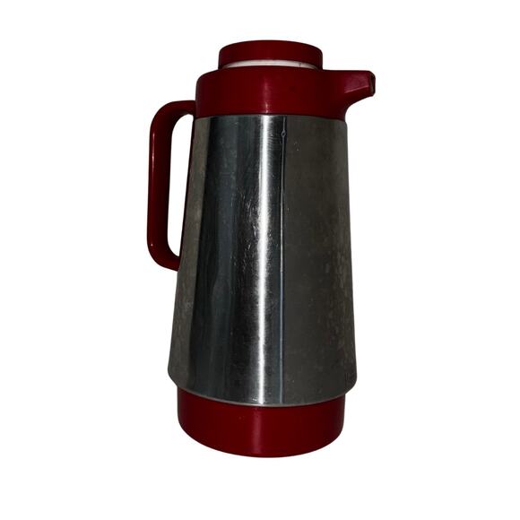 Vintage Corning Thermique Red & Chrome Carafe 10” Mid Century Coffee Server - Picture 11 of 12